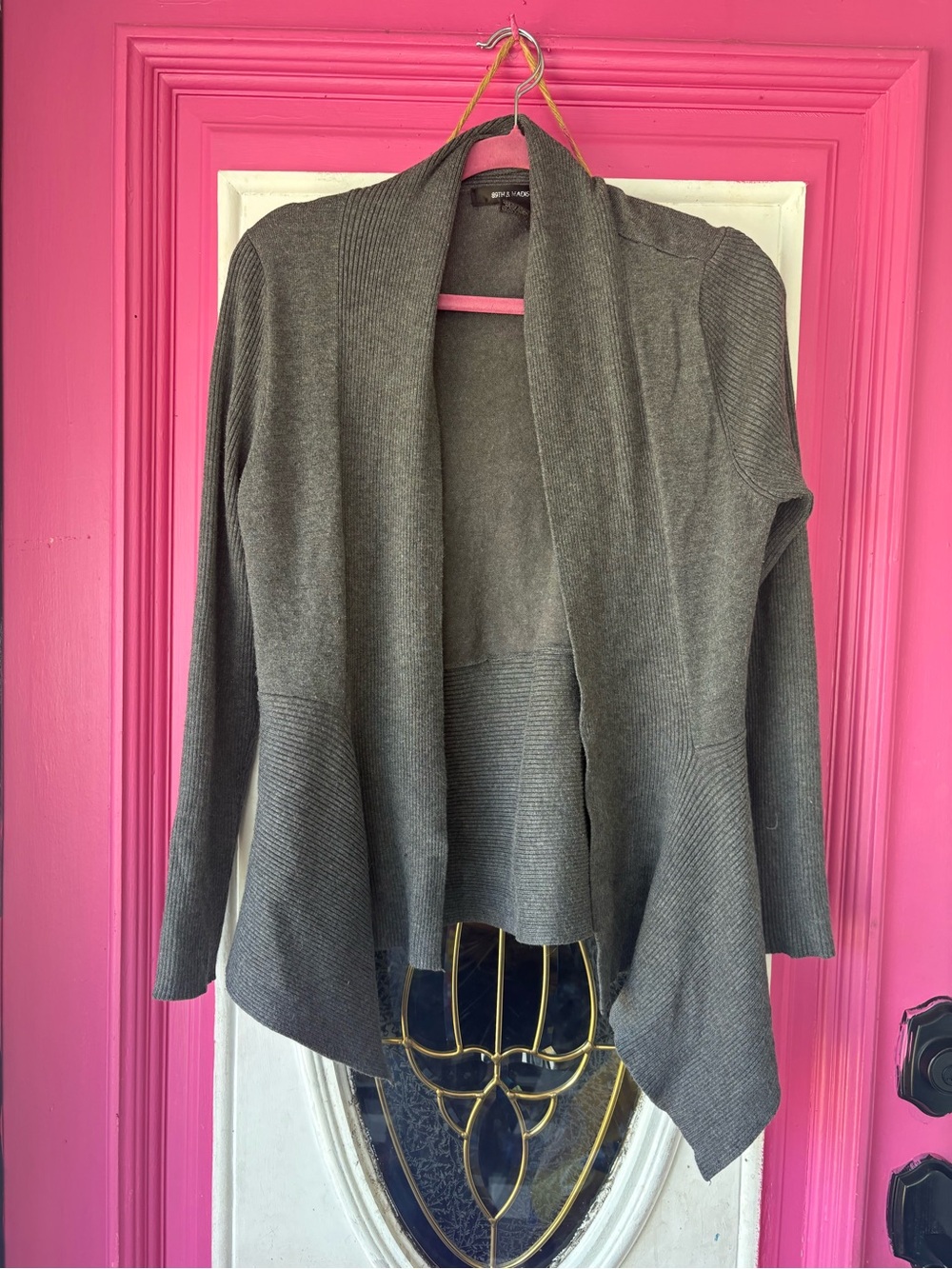 89th & Madison Gray Open-Front Draped Cardigan